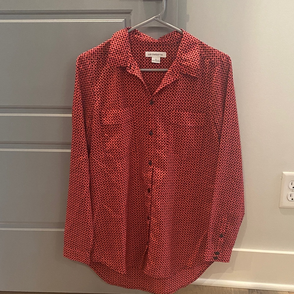 Liz Claiborne Pink and Black Patterned Blouse